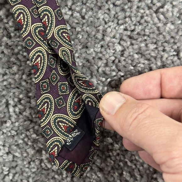 Burberry Burberrys Of London Vintage 100% Silk Men's Neck‎ Tie Paisley 57" x 4" - Picture 4 of 8